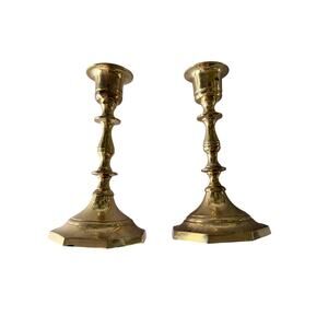 Set of 2 matching brass candlesticks cottagecore vintage decor whimsical retro